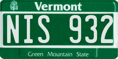 VT license plate NIS932