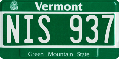 VT license plate NIS937