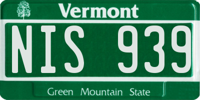 VT license plate NIS939