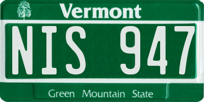 VT license plate NIS947