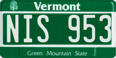 VT license plate NIS953