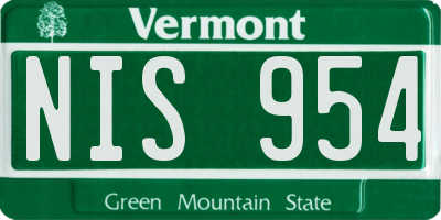 VT license plate NIS954