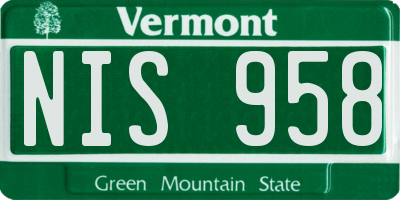 VT license plate NIS958