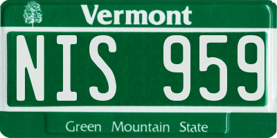 VT license plate NIS959