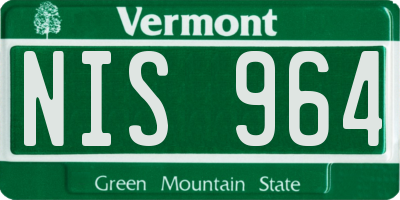 VT license plate NIS964