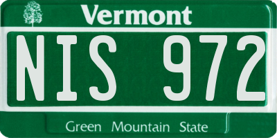 VT license plate NIS972