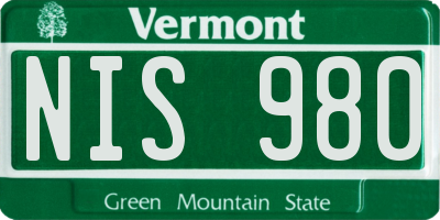VT license plate NIS980