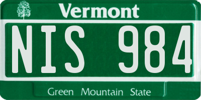 VT license plate NIS984
