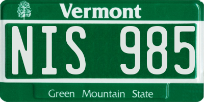 VT license plate NIS985
