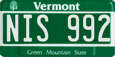 VT license plate NIS992