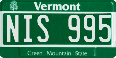 VT license plate NIS995