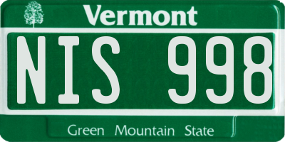 VT license plate NIS998