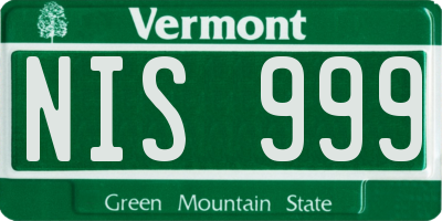 VT license plate NIS999