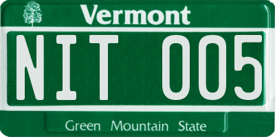 VT license plate NIT005