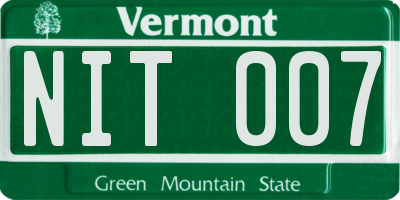 VT license plate NIT007