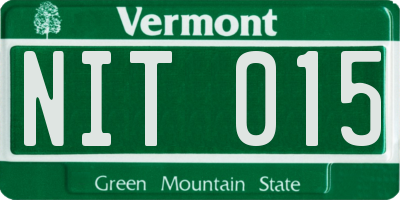VT license plate NIT015
