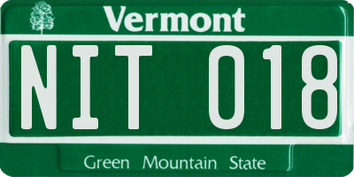 VT license plate NIT018