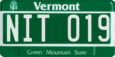 VT license plate NIT019