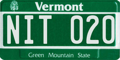 VT license plate NIT020