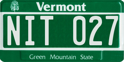 VT license plate NIT027