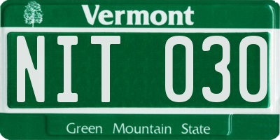 VT license plate NIT030