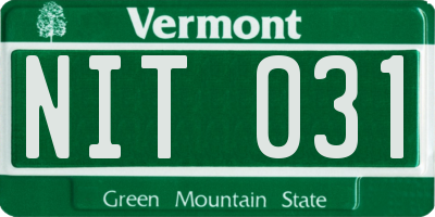 VT license plate NIT031