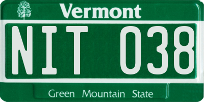 VT license plate NIT038