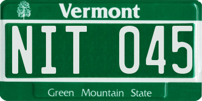 VT license plate NIT045
