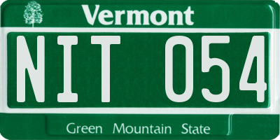 VT license plate NIT054
