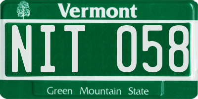 VT license plate NIT058