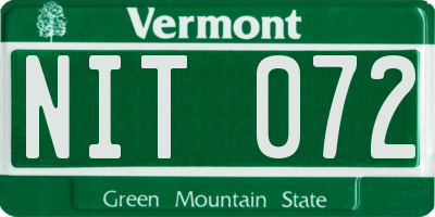 VT license plate NIT072