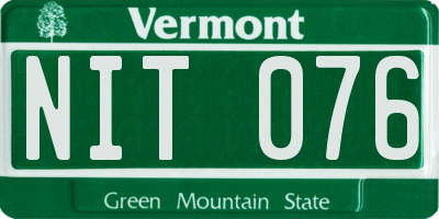 VT license plate NIT076