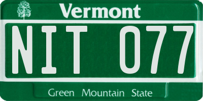VT license plate NIT077