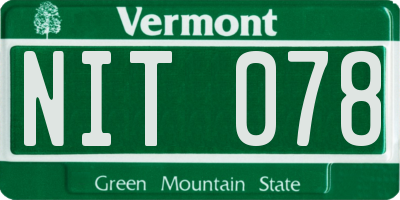 VT license plate NIT078