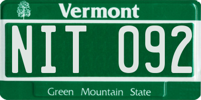 VT license plate NIT092