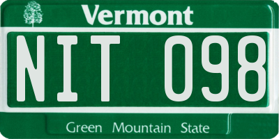VT license plate NIT098