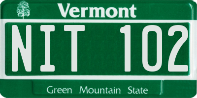 VT license plate NIT102