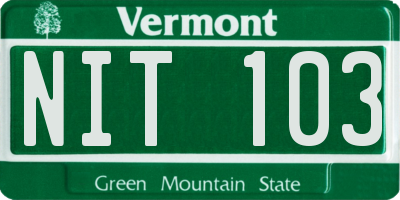 VT license plate NIT103