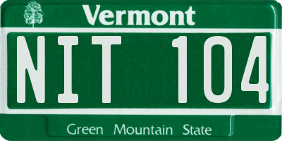 VT license plate NIT104