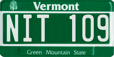 VT license plate NIT109