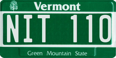VT license plate NIT110