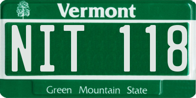 VT license plate NIT118
