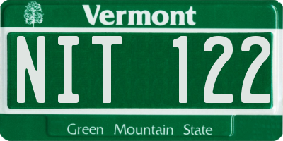 VT license plate NIT122