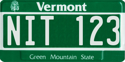 VT license plate NIT123