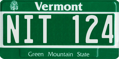 VT license plate NIT124