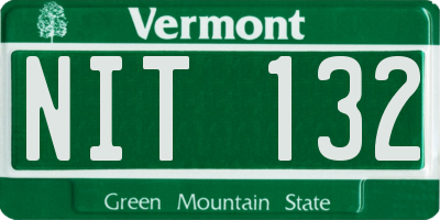 VT license plate NIT132