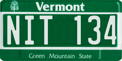 VT license plate NIT134