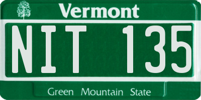VT license plate NIT135