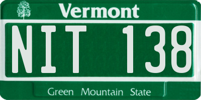 VT license plate NIT138
