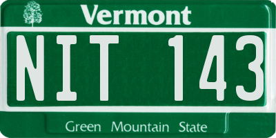 VT license plate NIT143